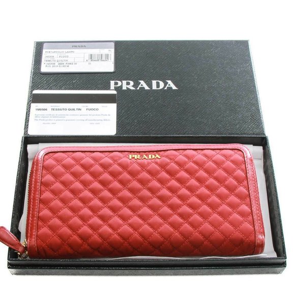 Prada Handbags - Authentic Prada Tessuto Red Ibisco Quilted Wallet